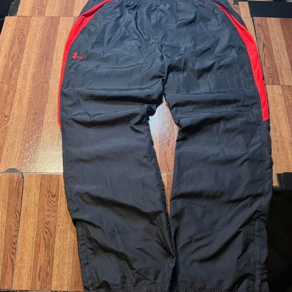 Under Armour Black Red Striped Retro Tech Baggy Track Pants XXL